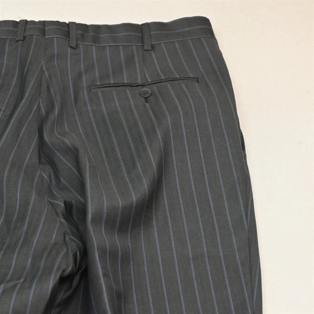 Luigi Bianchi Mantova 42R 34x30 Gray Striped 100% Wool Italy Jacket Pants Suit
